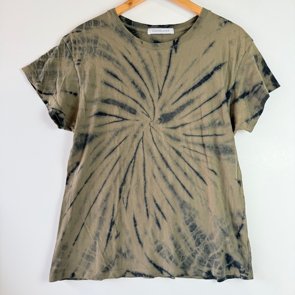 Daydreamer Tie Dye T-Shirt Women's Medium Made in‎ USA Olive Green Black